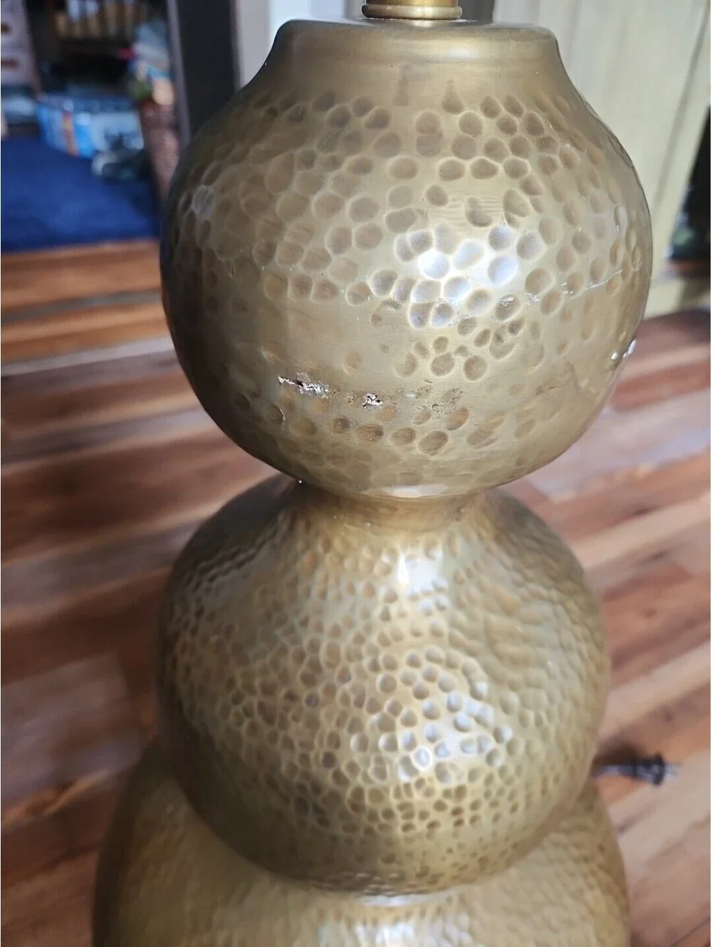 Vintage Handmade Wildwood 2014 Discontinued Brass Gourd Shaped Table Lamp 34